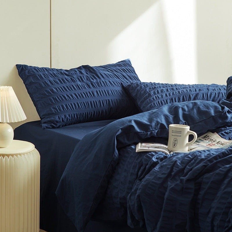 Minimal Bubble Textured Bedding Set / Beige