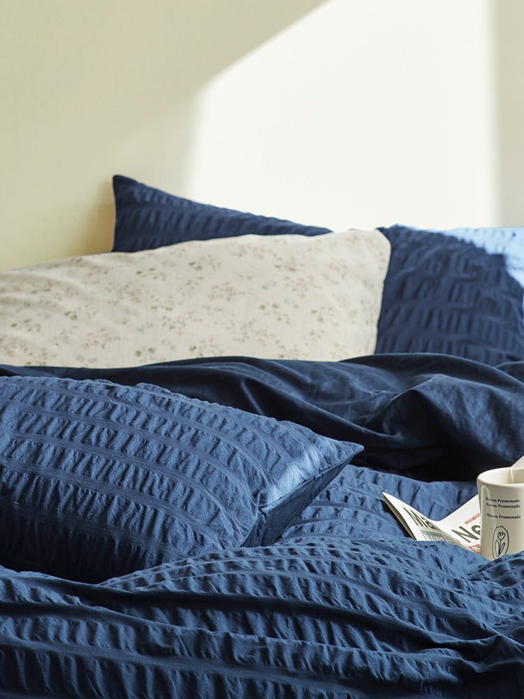 Minimal Bubble Textured Bedding Set / Beige