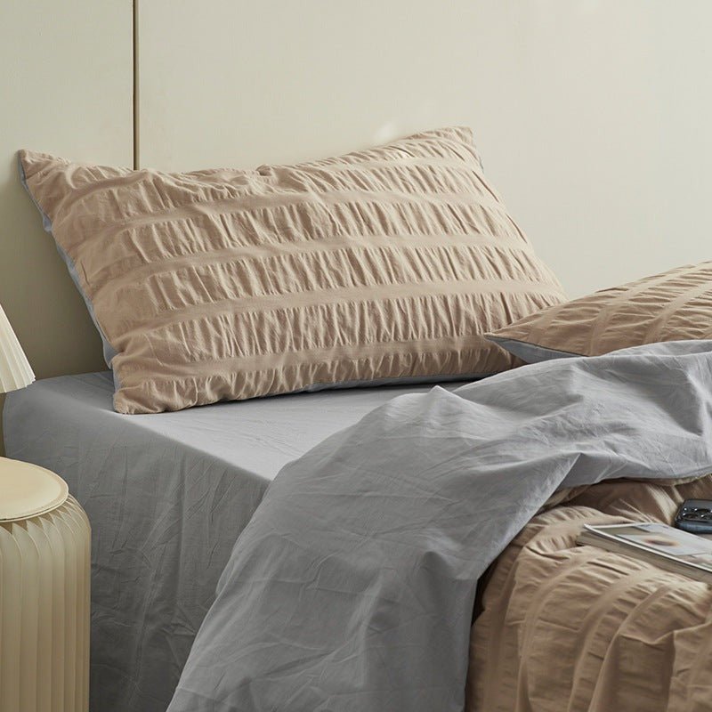 Minimal Bubble Textured Bedding Set / Beige