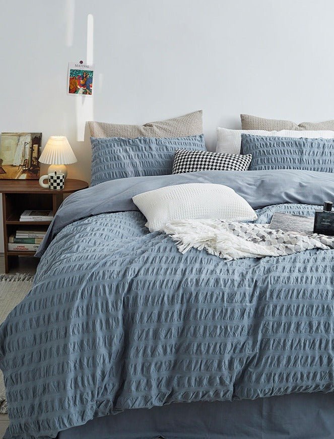 Minimal Bubble Textured Bedding Set / Beige