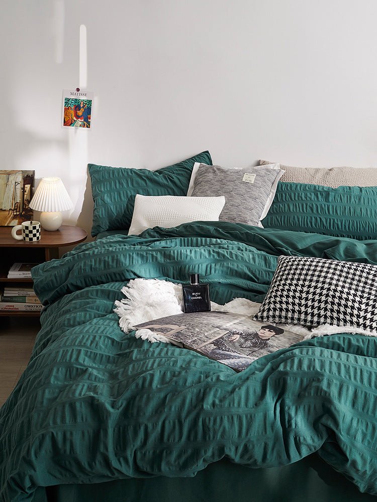 Minimal Bubble Textured Bedding Set / Beige