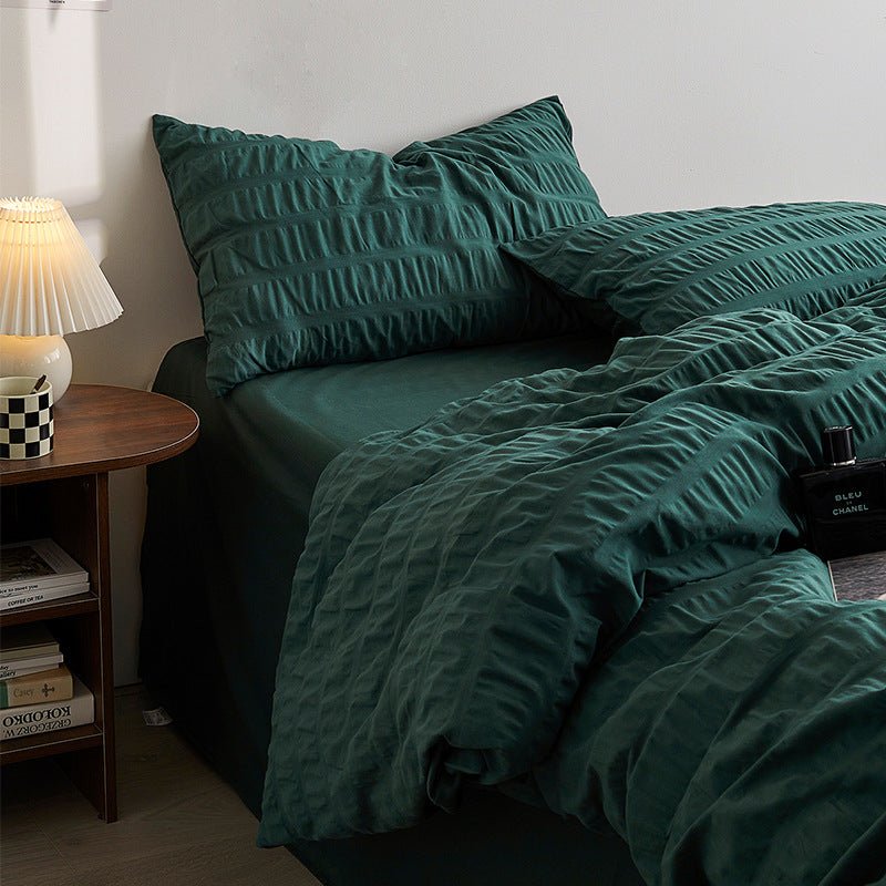 Minimal Bubble Textured Bedding Set / Beige