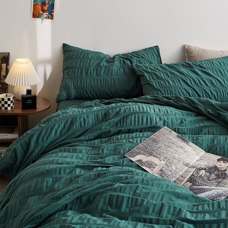 Minimal Bubble Textured Bedding Set / Beige