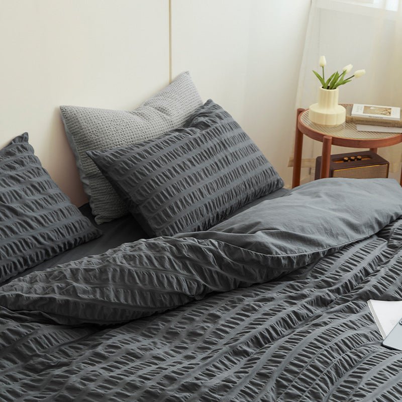 Minimal Bubble Textured Bedding Set / Beige