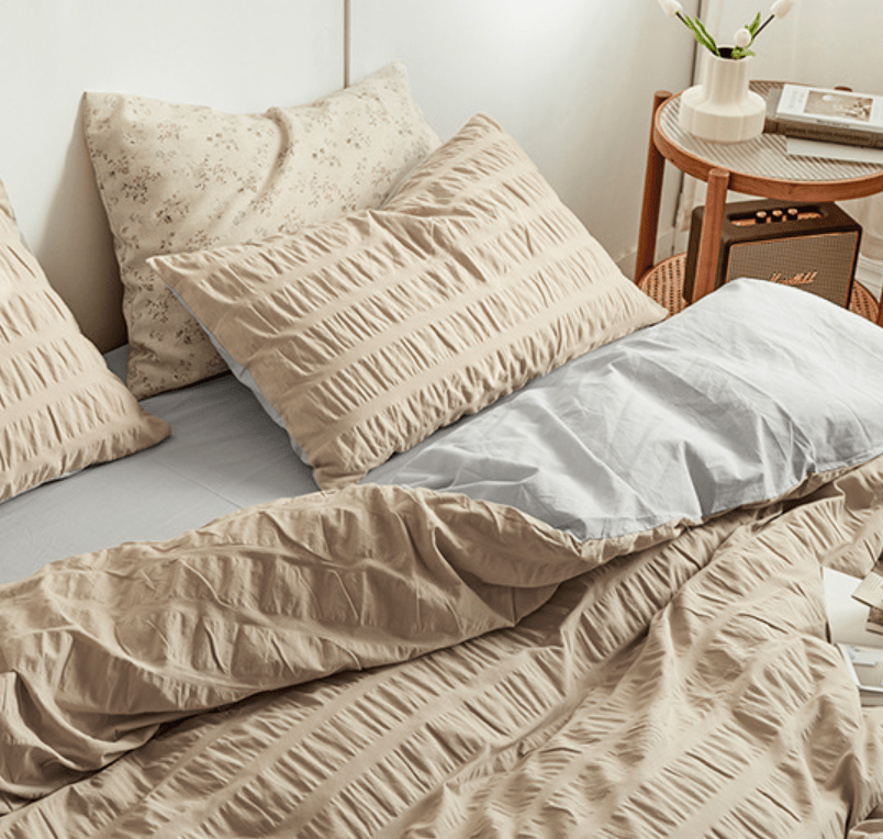 Minimal Bubble Textured Bedding Set / Blue