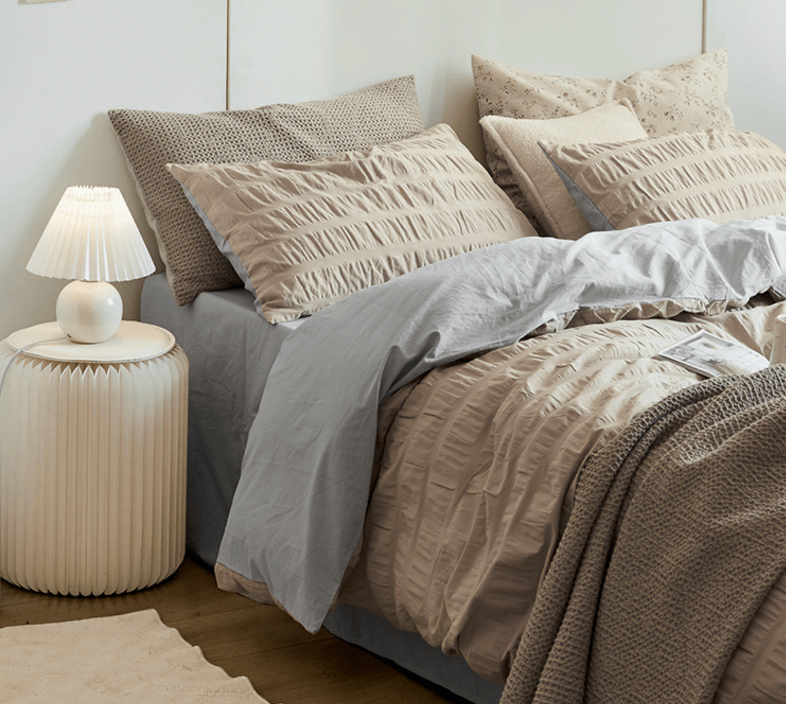 Minimal Bubble Textured Bedding Set / Blue
