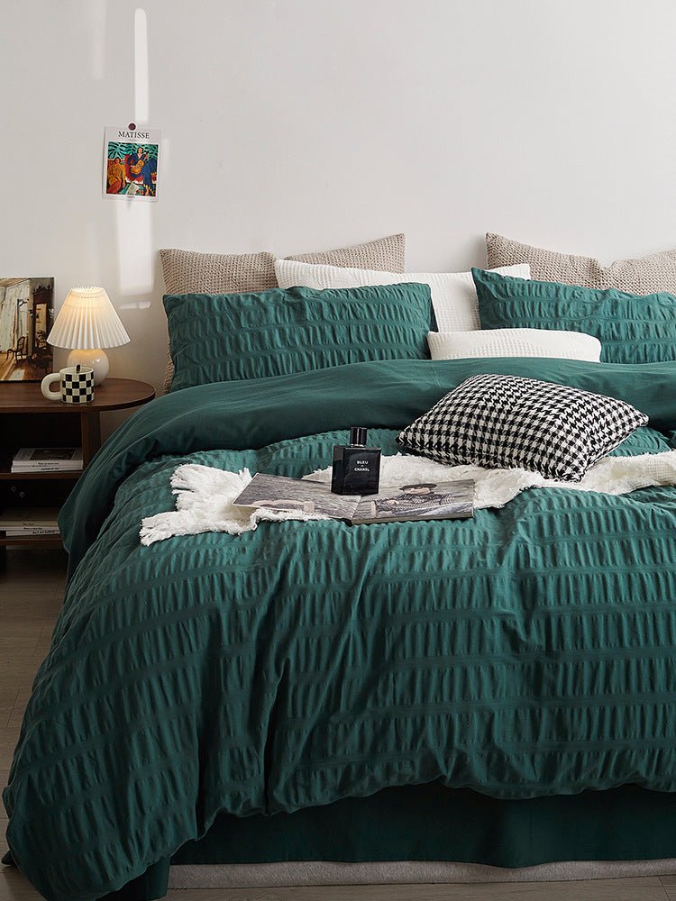 Minimal Bubble Textured Bedding Set / Blue