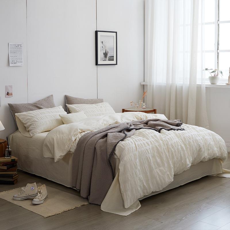Minimal Bubble Textured Bedding Set / Blue