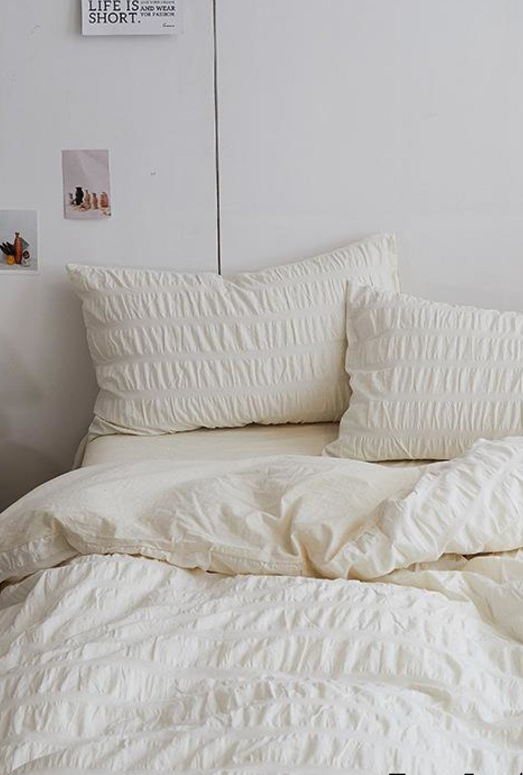 Minimal Bubble Textured Bedding Set / Blue