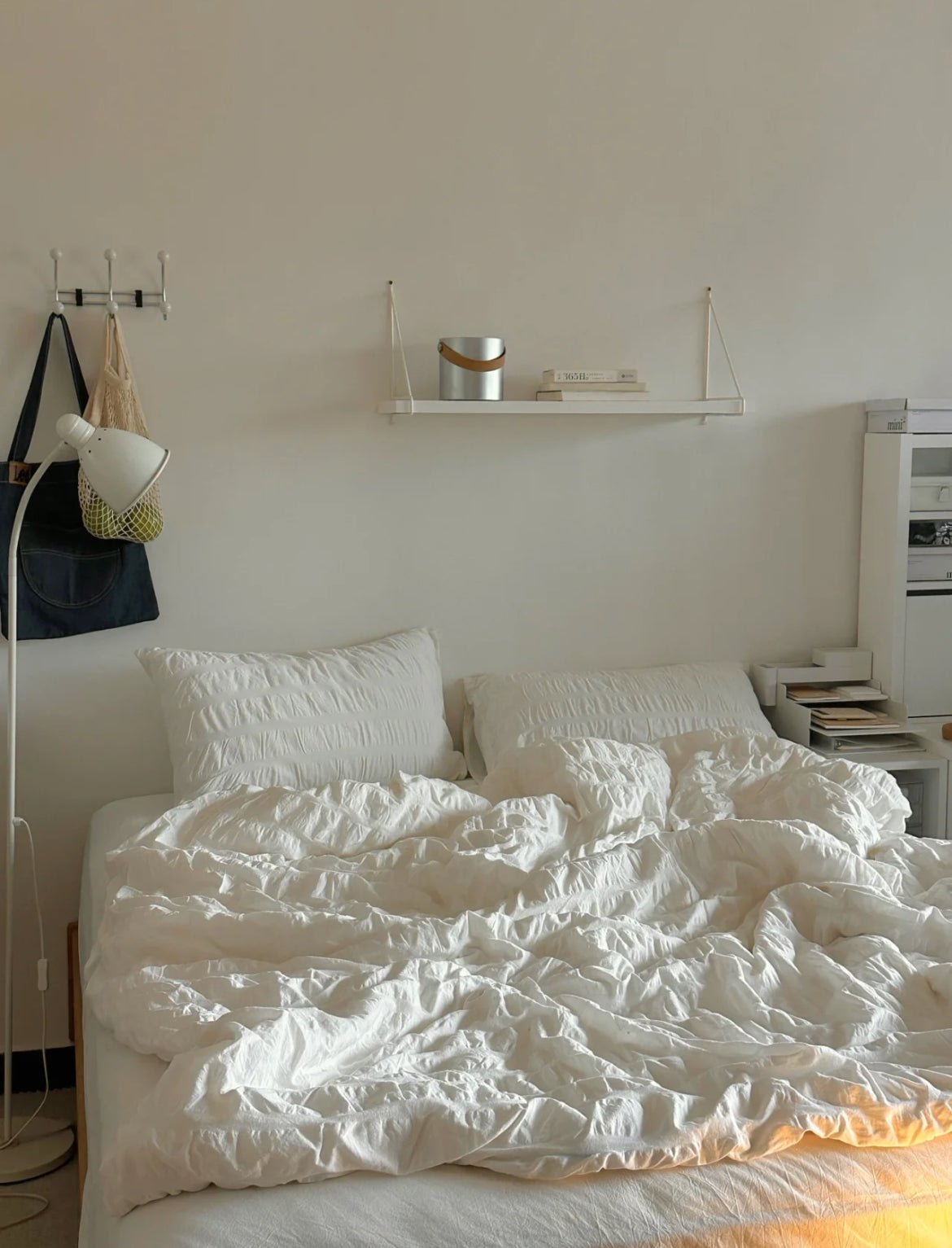 Minimal Bubble Textured Bedding Set / Blue