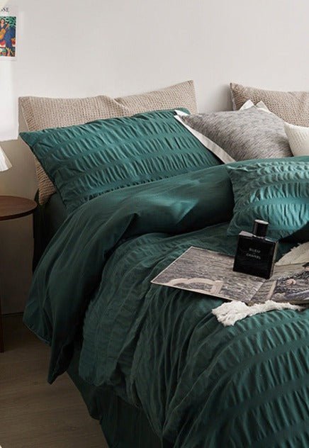 Minimal Bubble Textured Bedding Set / White