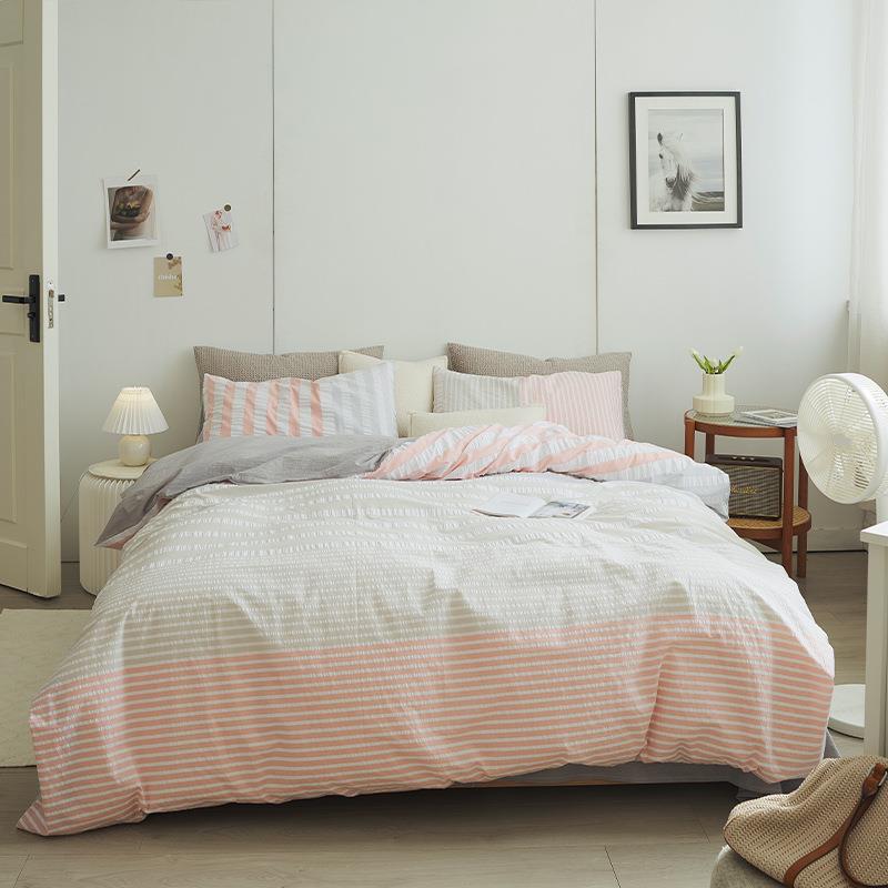 Minimal Bubble Textured Bedding Set / White