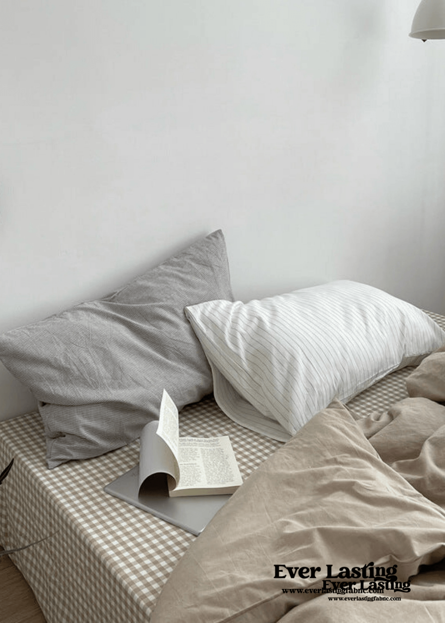 Minimal Mixed Gingham Bedding Set / Blue