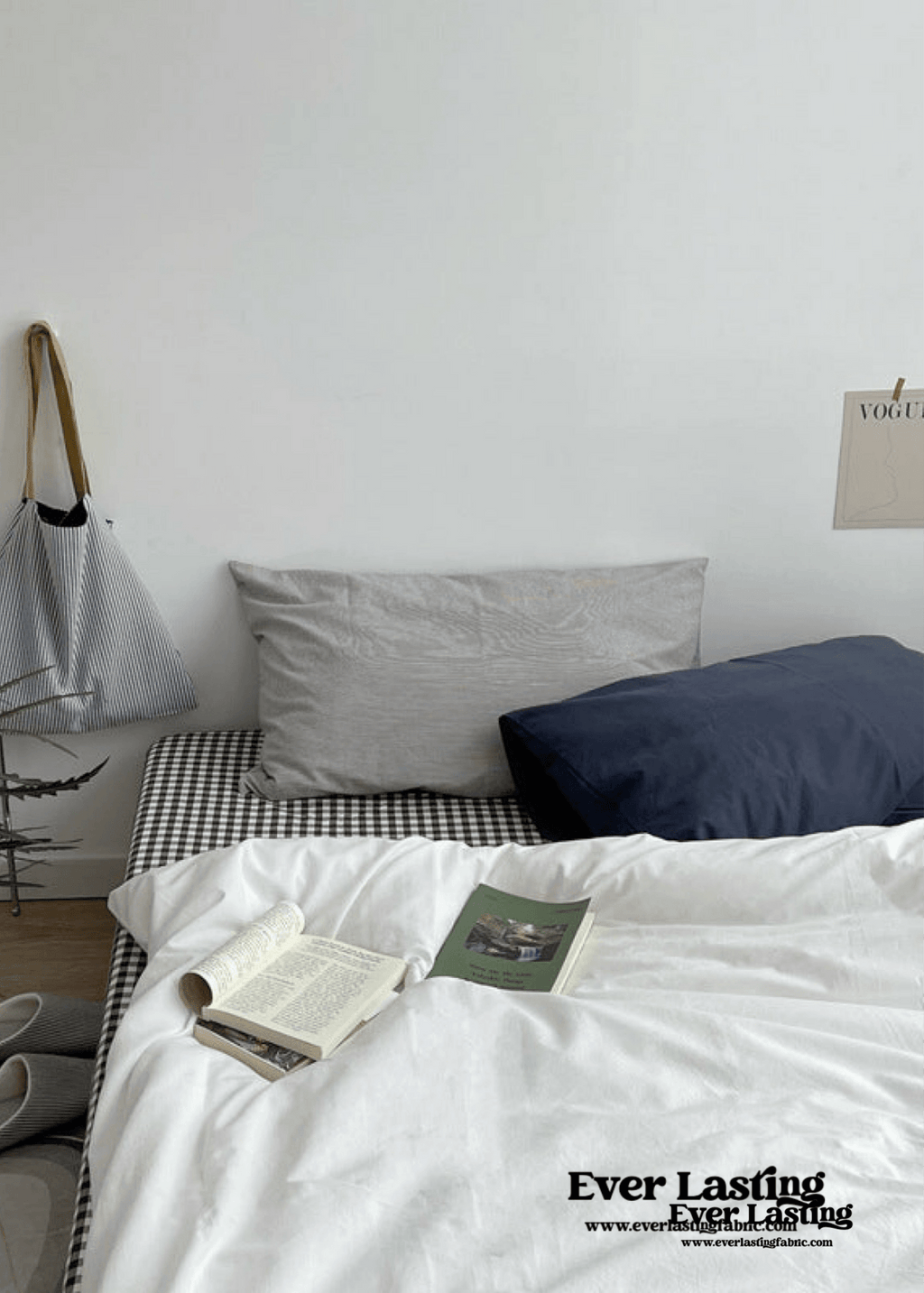 Minimal Mixed Gingham Bedding Set / Blue