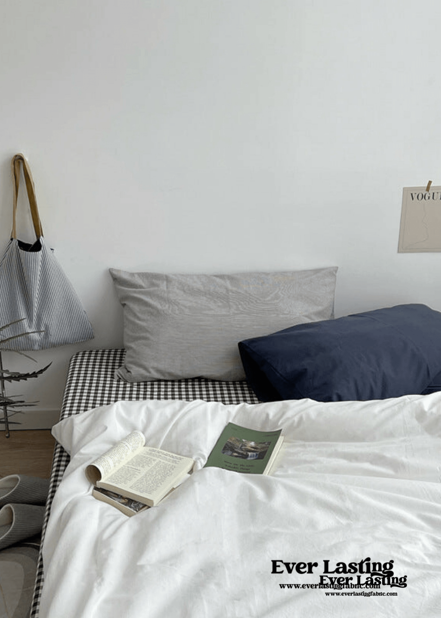 Minimal Mixed Gingham Bedding Set / Blue