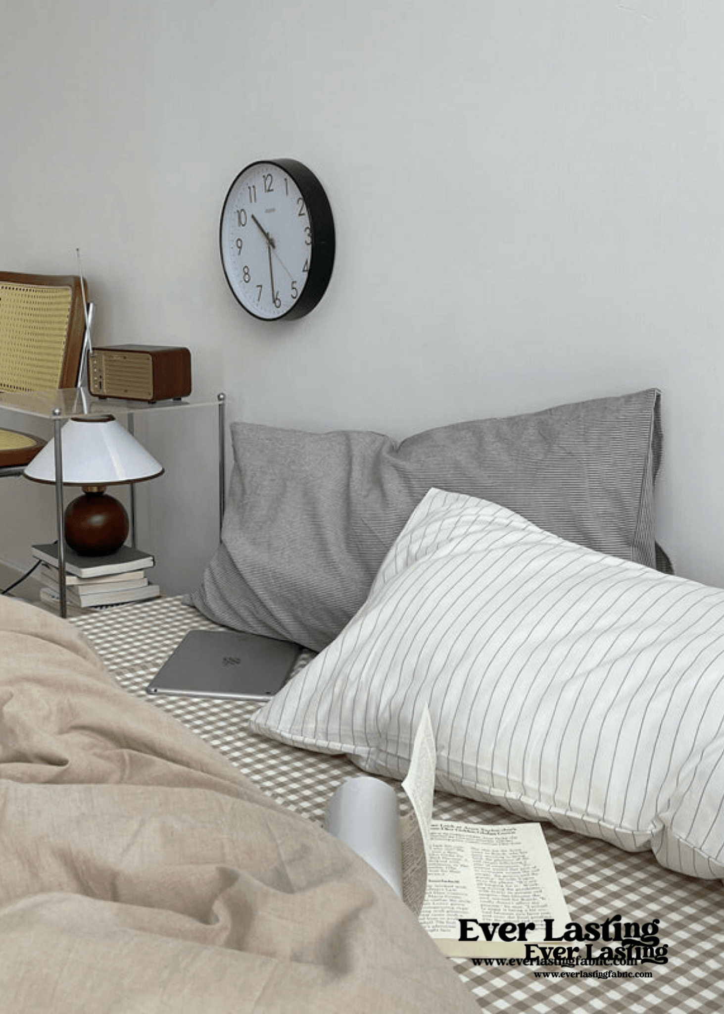 Minimal Mixed Gingham Bedding Set / Blue