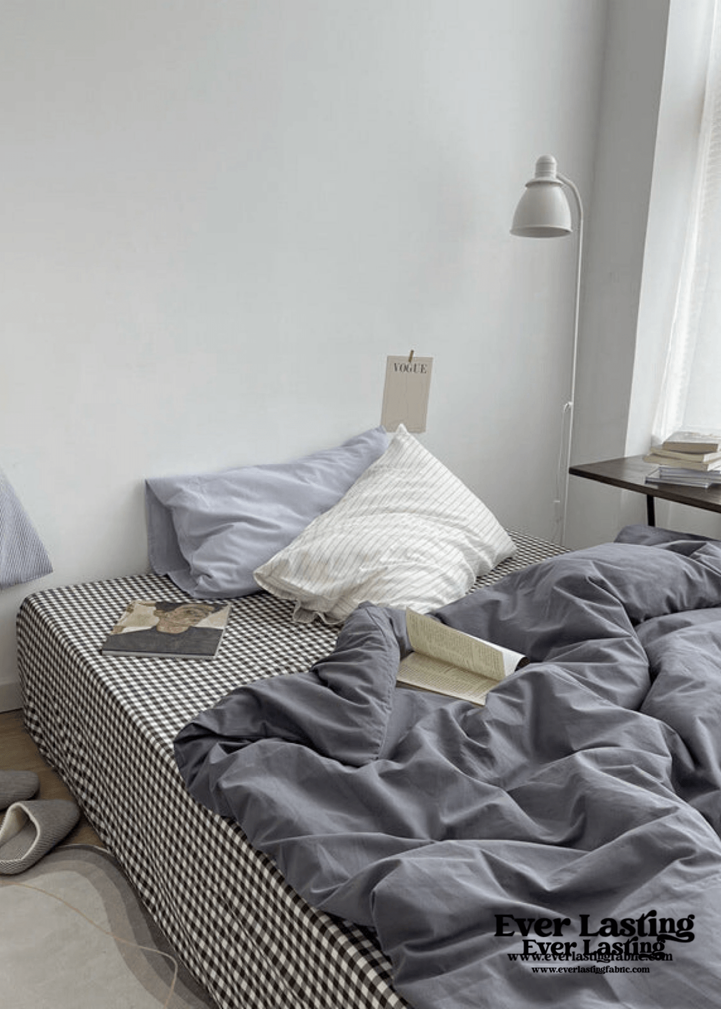 Minimal Mixed Gingham Bedding Set / Blue