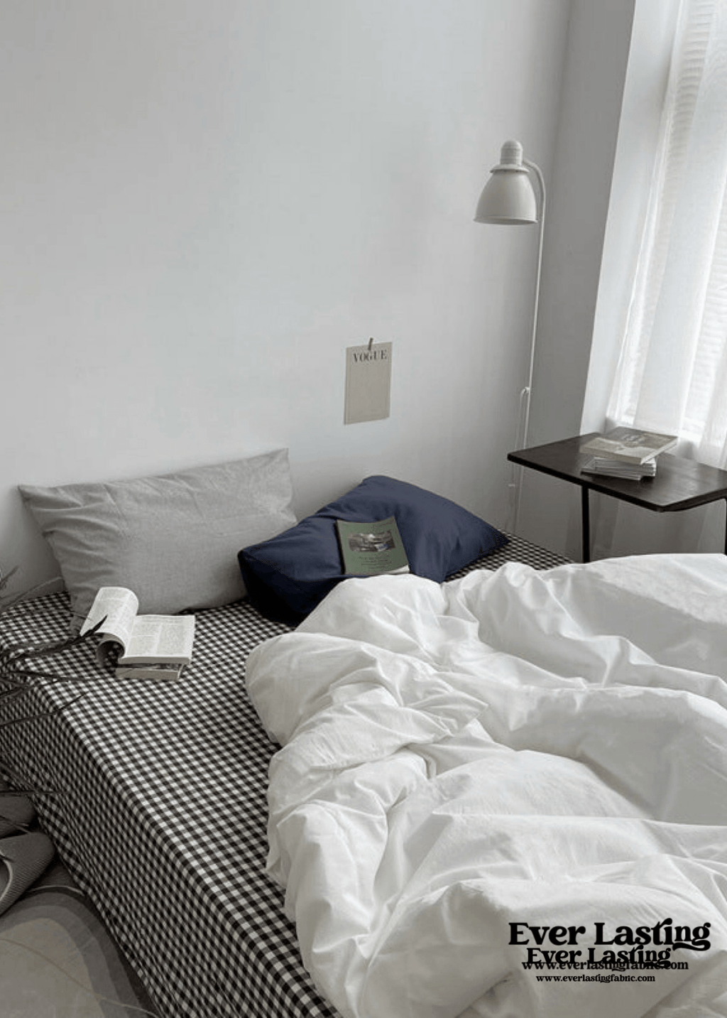 Minimal Mixed Gingham Bedding Set / Gray
