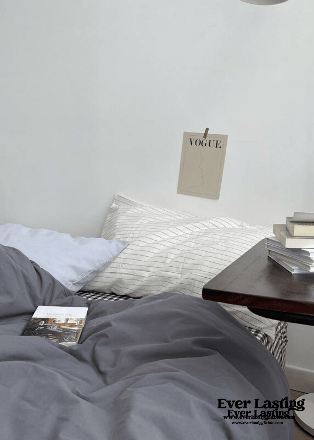 Minimal Mixed Gingham Bedding Set / Gray