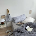 Minimal Mixed Gingham Bedding Set / Gray