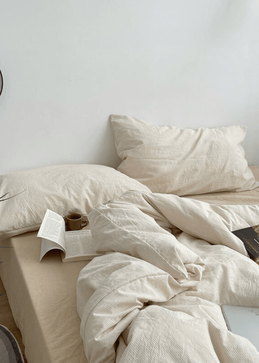 Minimal Mixed Gingham Bedding Set / Gray