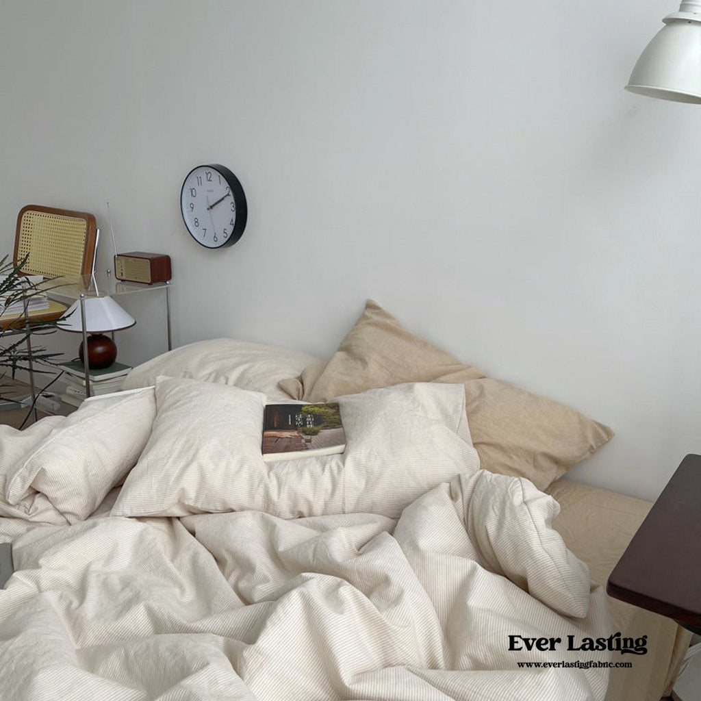 Minimal Mixed Gingham Bedding Set / White
