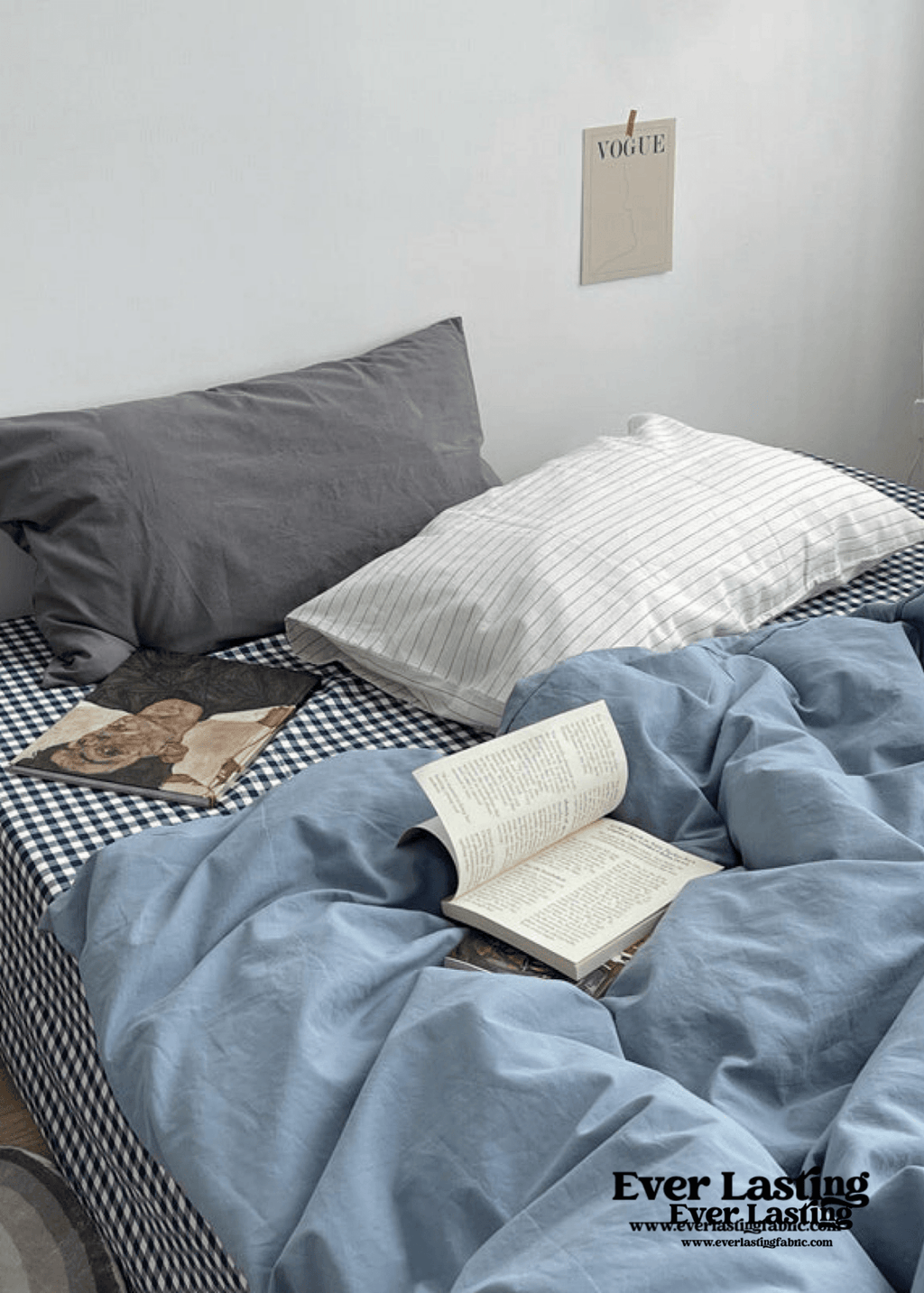 Minimal Mixed Gingham Bedding Set / White