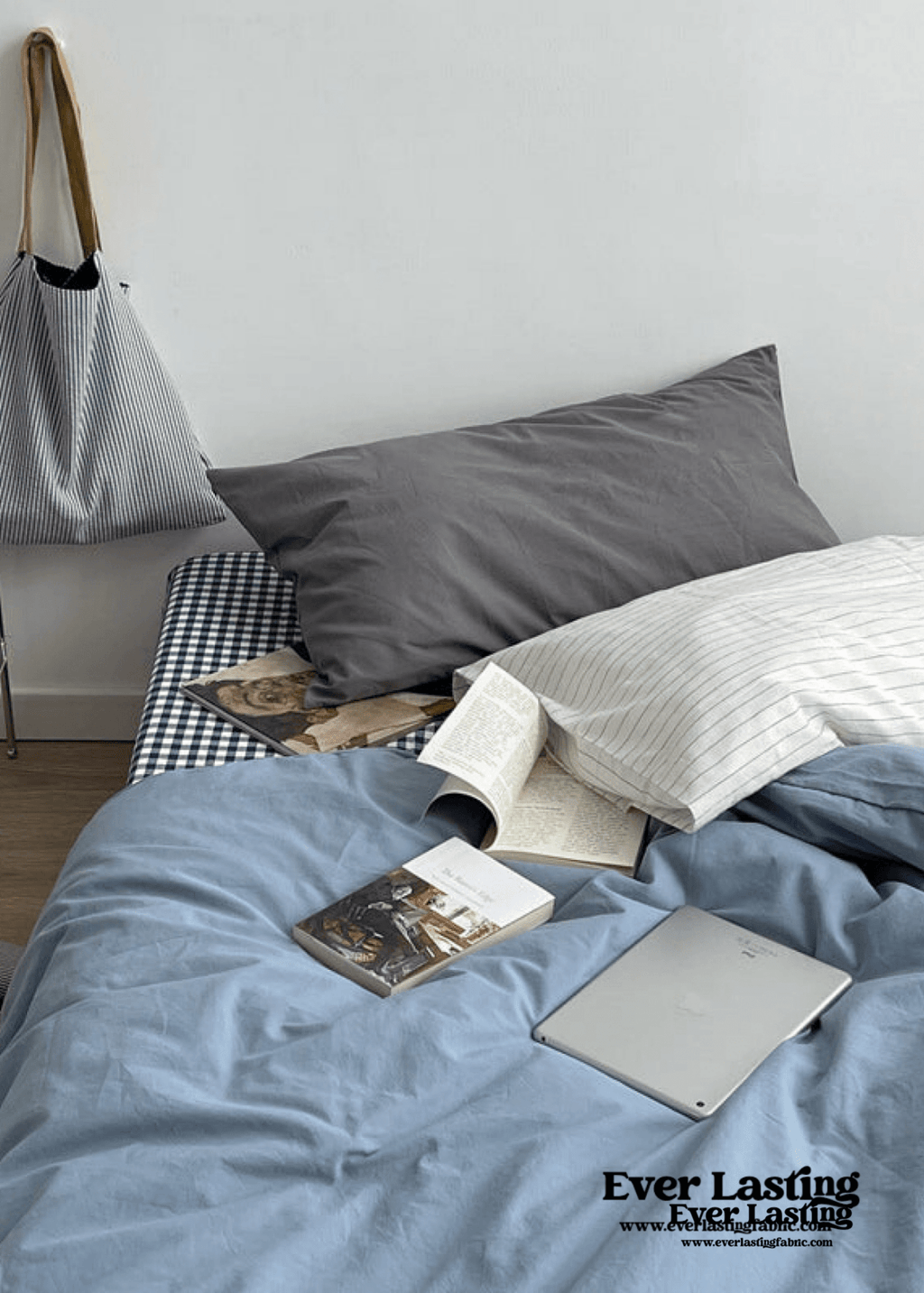 Minimal Mixed Gingham Bedding Set / White