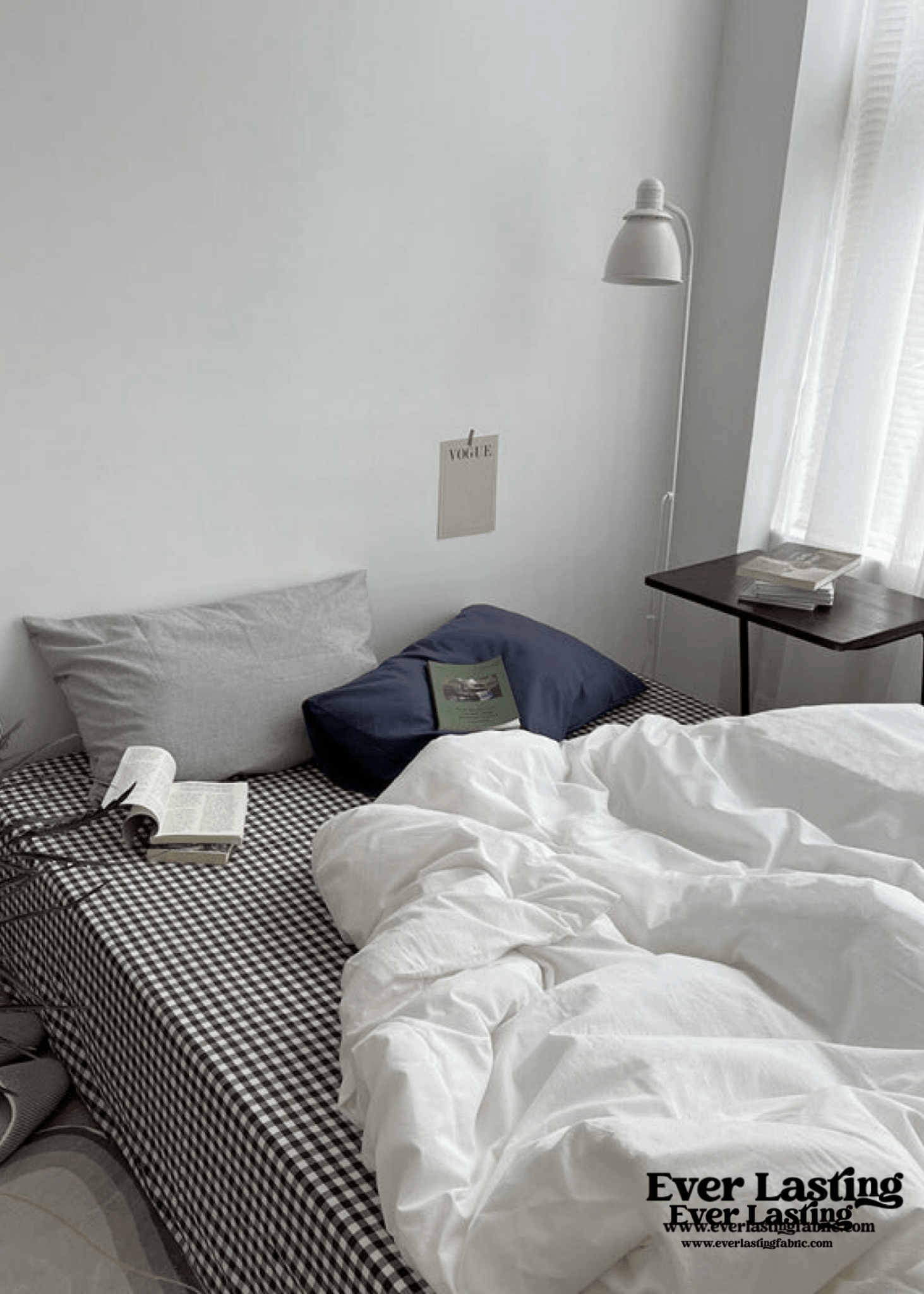 Minimal Mixed Gingham Bedding Set / White