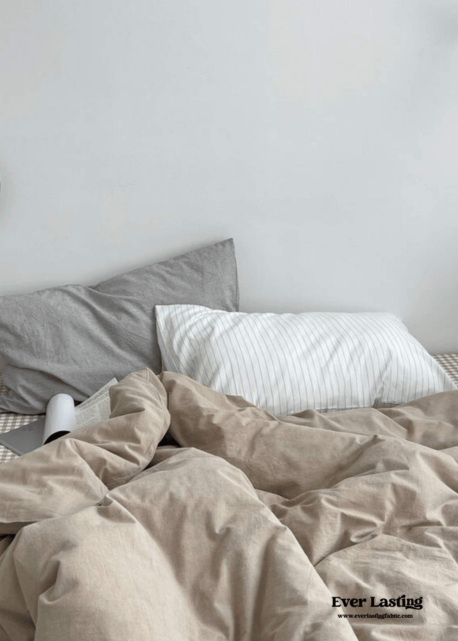 Minimal Mixed Gingham Bedding Set / White
