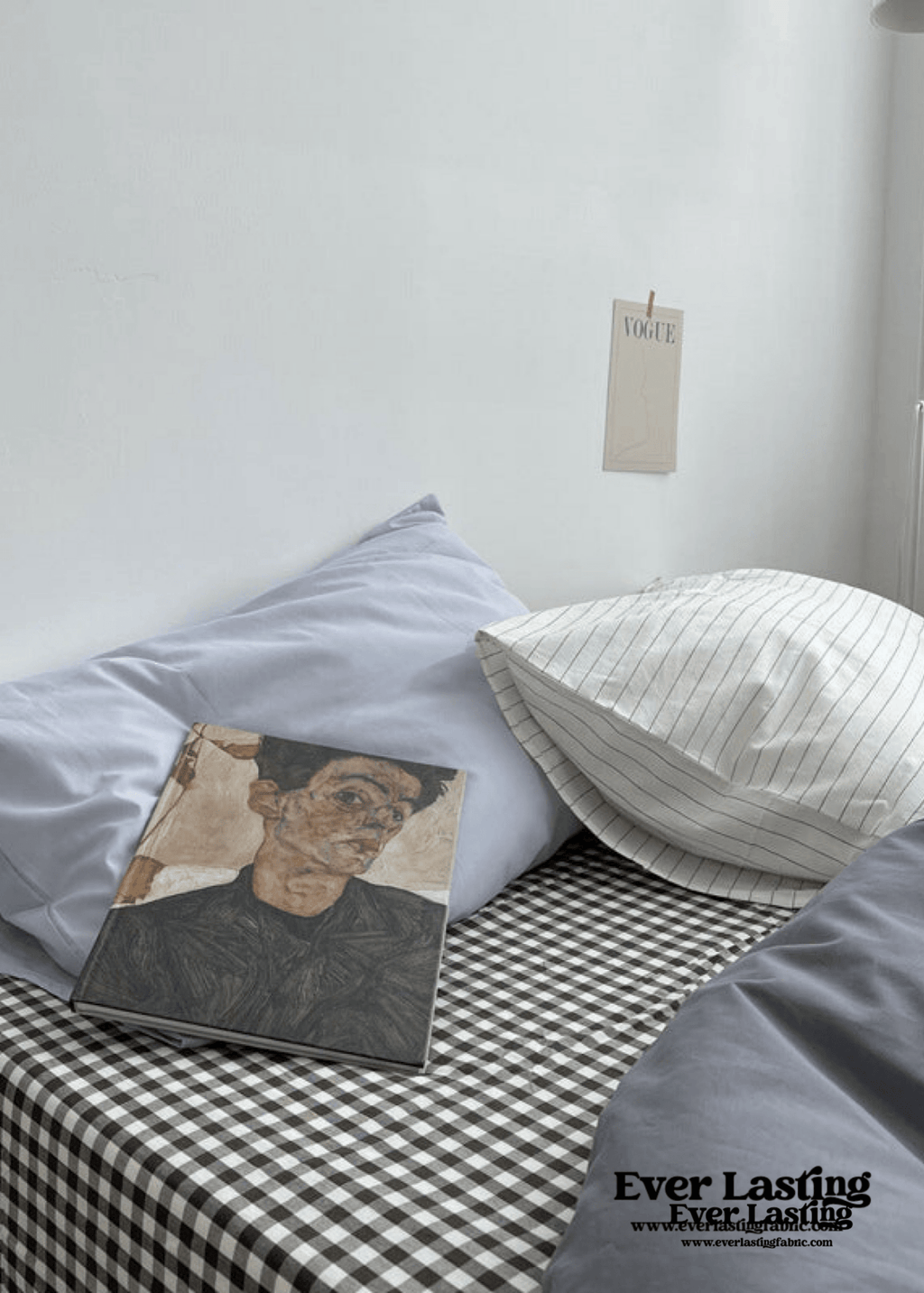 Minimal Mixed Gingham Bedding Set / White