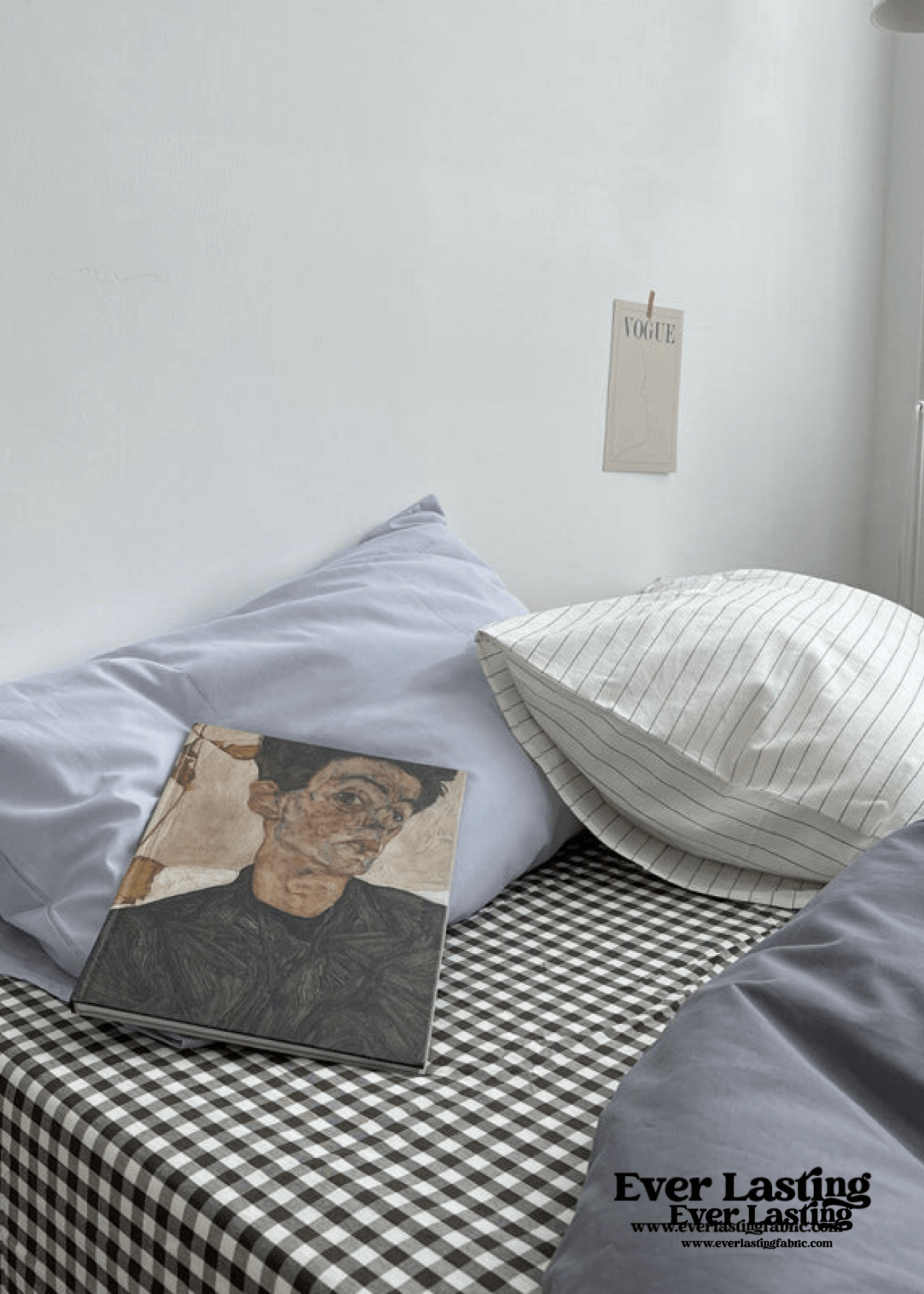Minimal Mixed Gingham Bedding Set / White