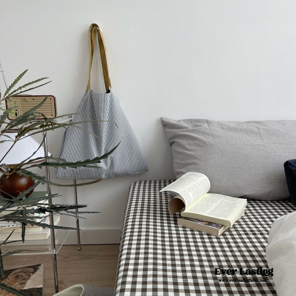 Minimal Mixed Gingham Bedding Set / White