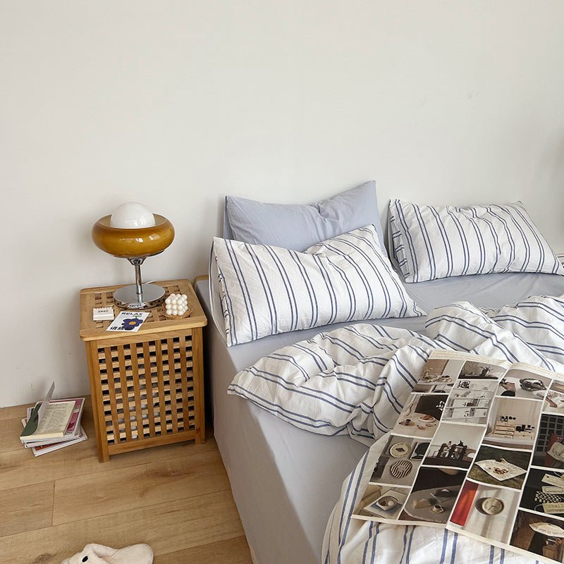 Minimal Stripe Bedding Set / Green