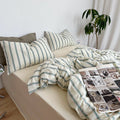 Minimal Stripe Bedding Set / Green