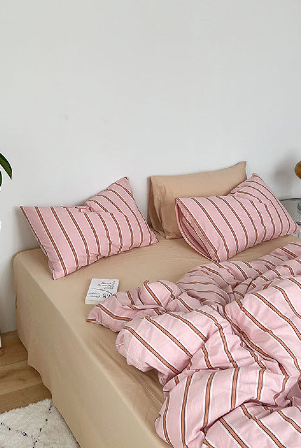 Minimal Stripe Bedding Set / Pink