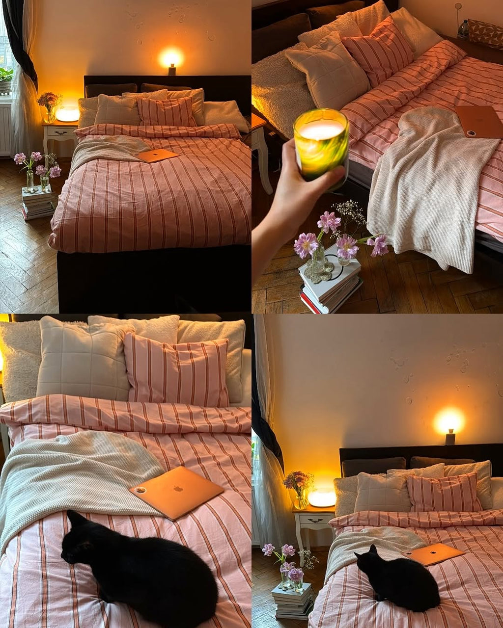 Minimal Stripe Bedding Set / Pink