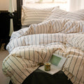Minimalist Vertical Stripe Bow Ties Bedding Set / Gray