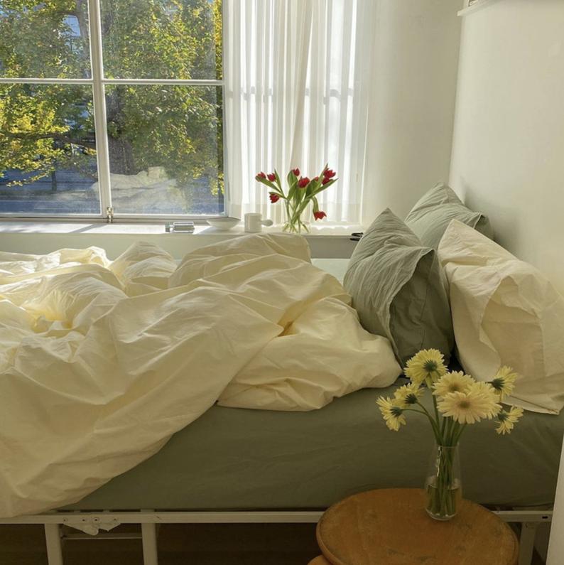 Mixed Color Bedding Set / Green + Yellow