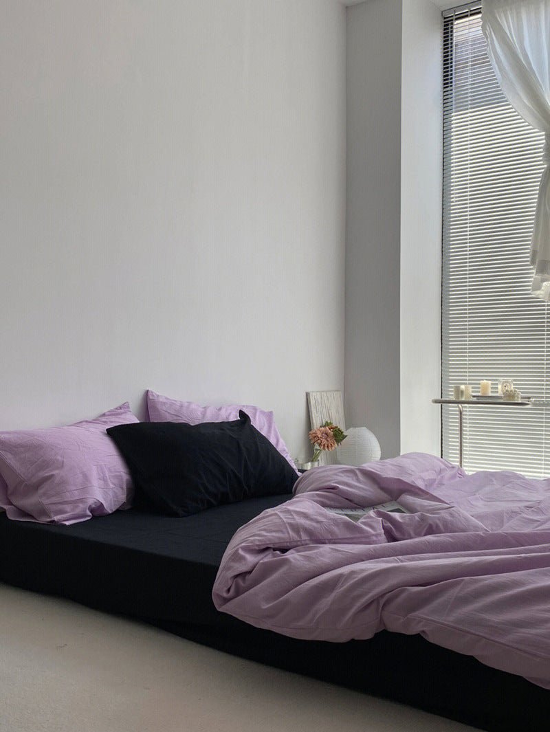 Mixed Color Bedding Set / Pastel Pink + Black