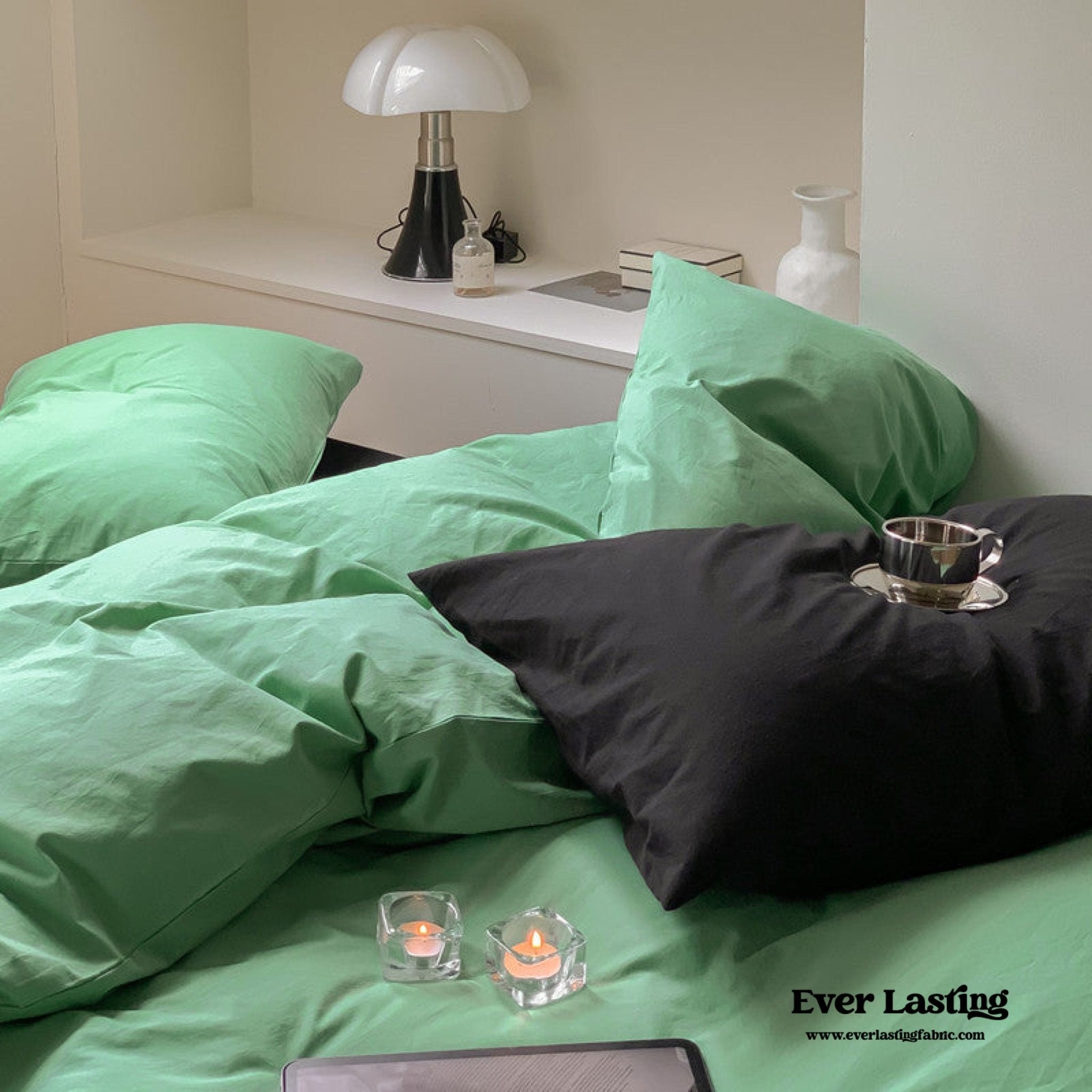 Mixed Color Maximalist Bedding Set / Green + Pink