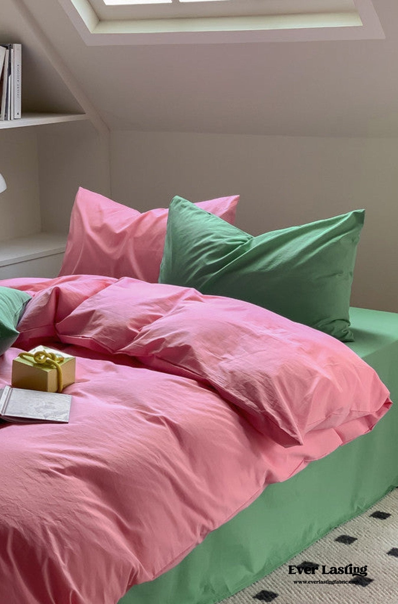 Mixed Color Maximalist Bedding Set / Green + Pink