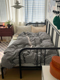 Mixed Gingham Striped Bedding Set / Black