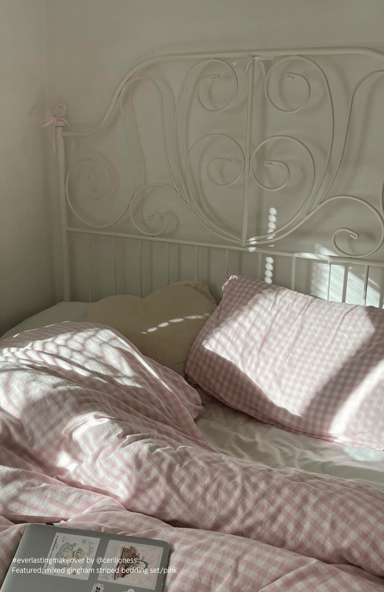 Mixed Gingham Striped Bedding Set / Black