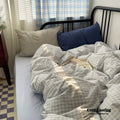 Mixed Gingham Striped Bedding Set / Blue