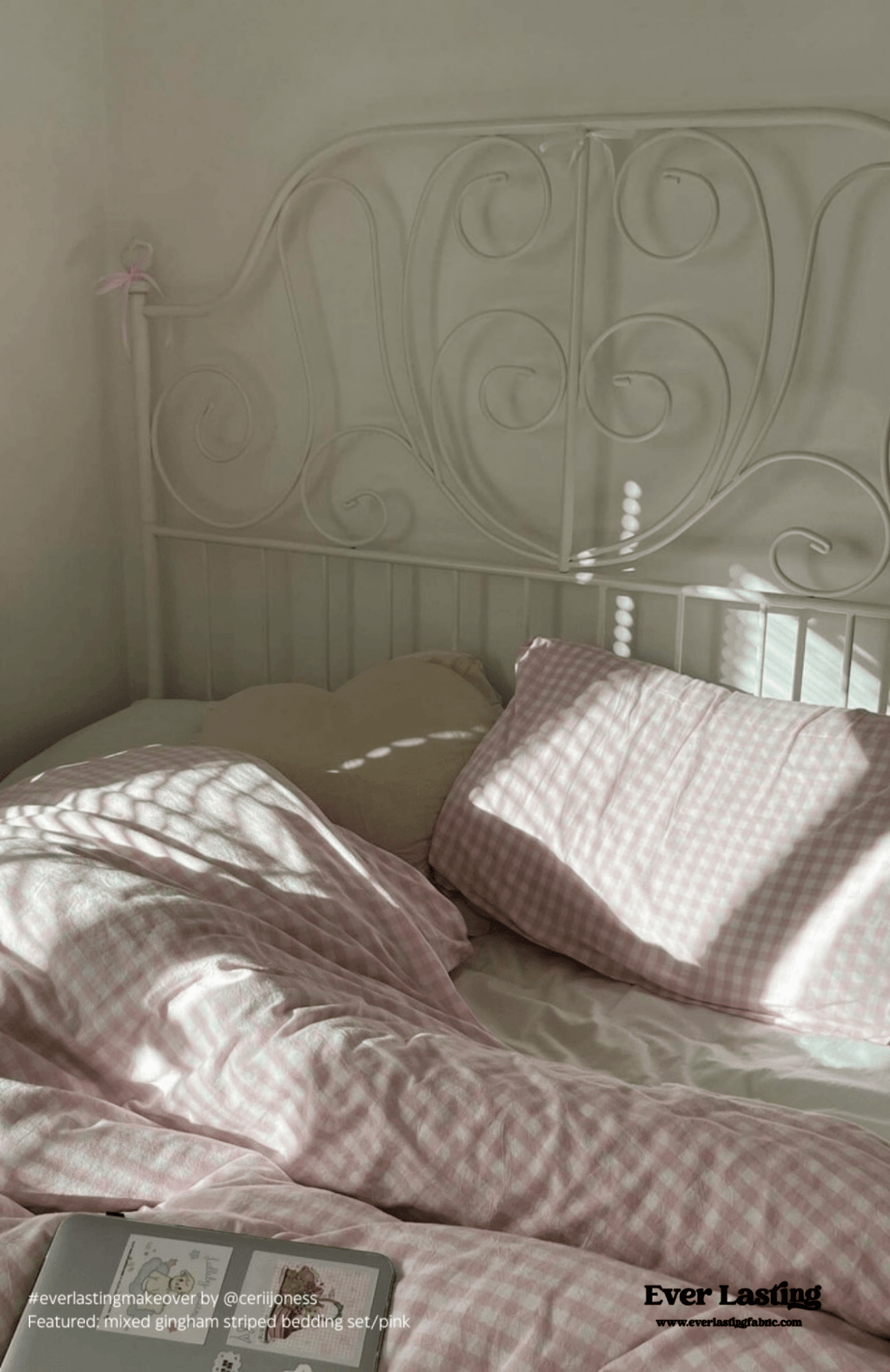 Mixed Gingham Striped Bedding Set / Blue