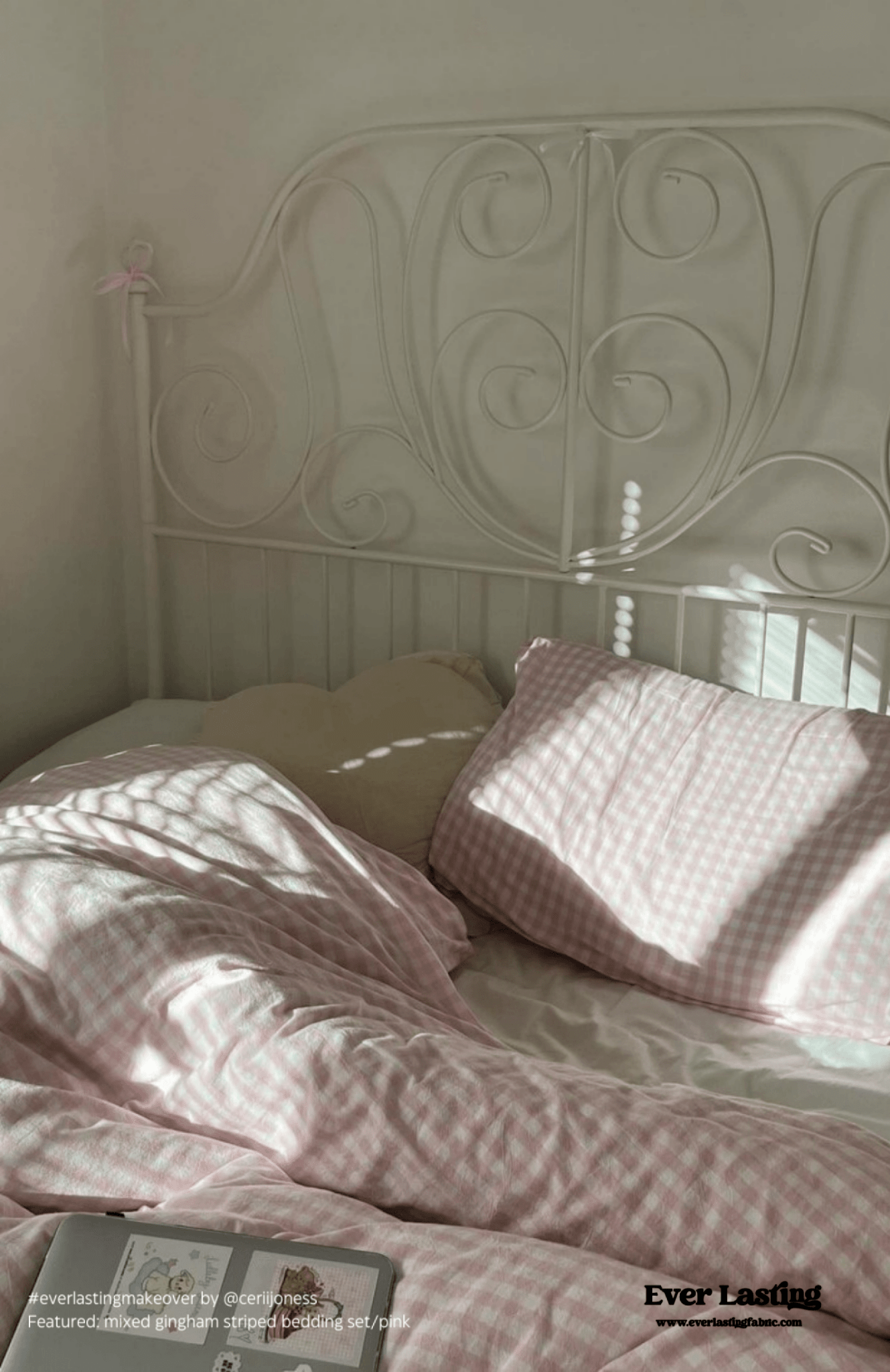 Mixed Gingham Striped Bedding Set / Blue