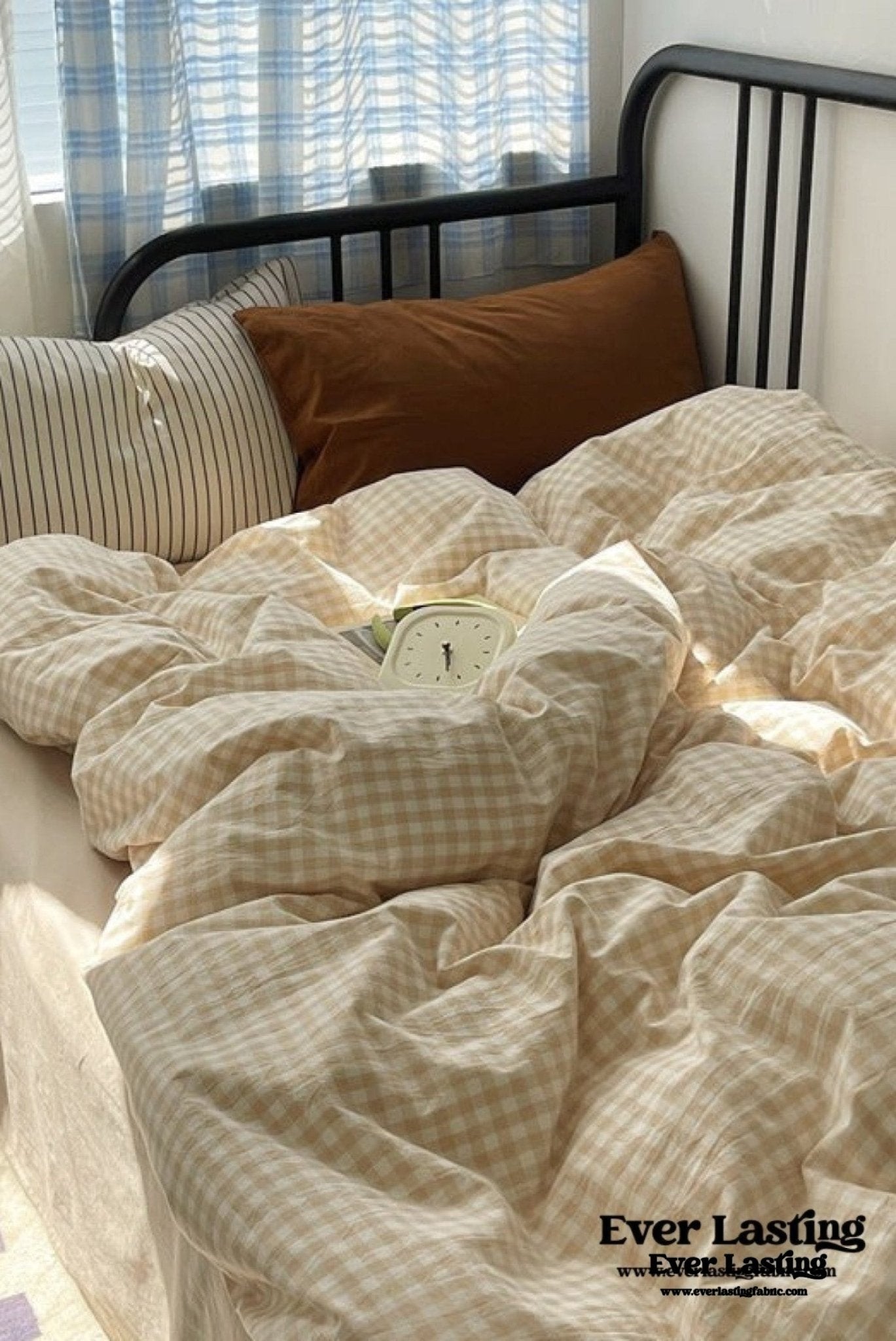 Mixed Gingham Striped Bedding Set / Blue