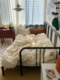 Mixed Gingham Striped Bedding Set / Brown