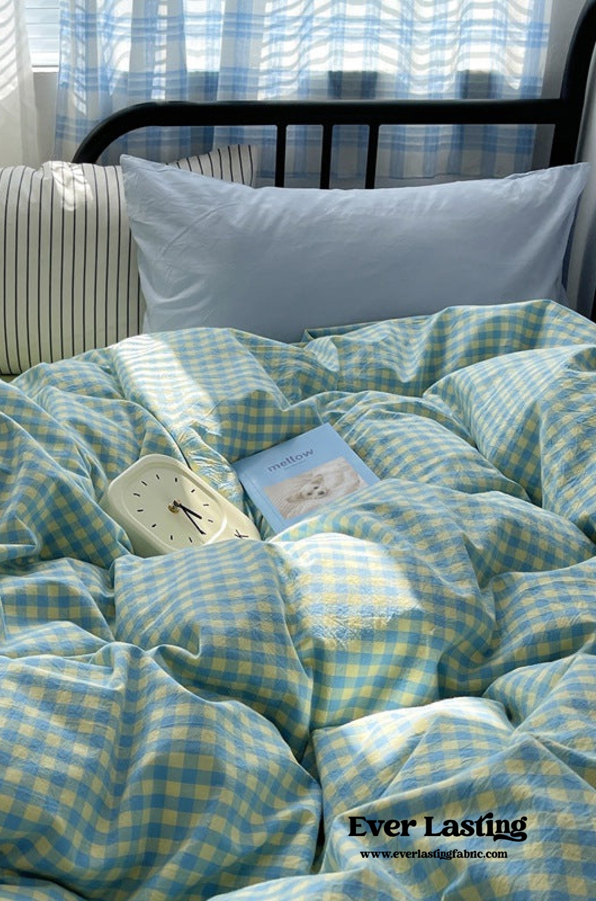 Mixed Gingham Striped Bedding Set / Pink
